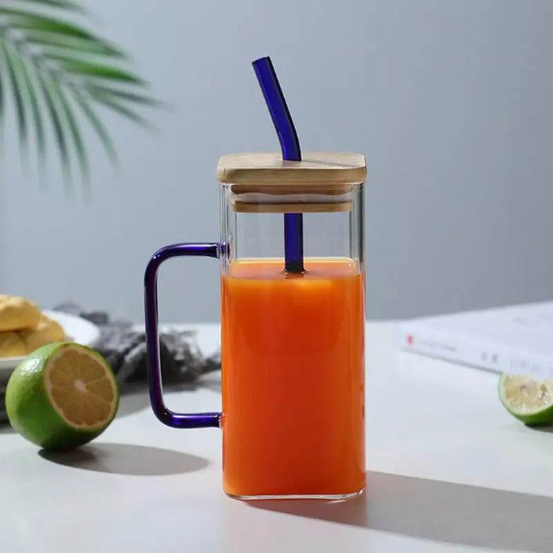 Colour-Tinted Glass Tumbler With Wooden Lid (380ml)(Each)