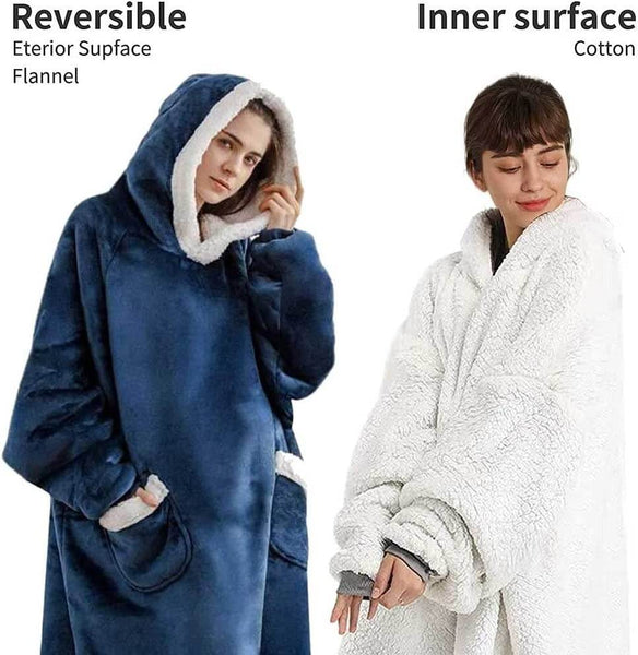 Longer Fleece Huggle Hoodie (Navy)