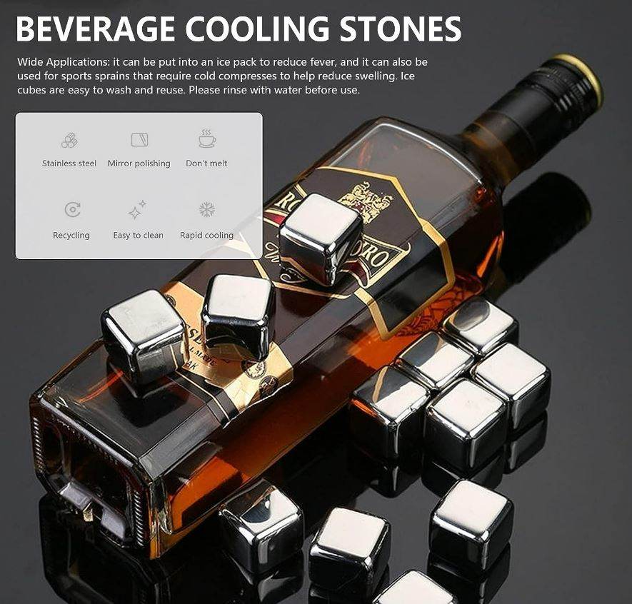 Reusable Stainless Steel Ice Cubes (8 pcs)