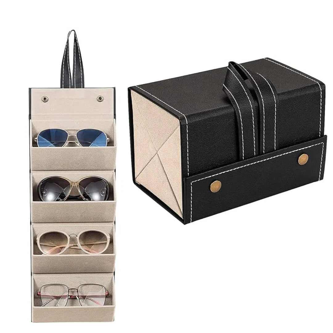 Foldable Eyeglasses Travel Organizer Case (4 Slots)