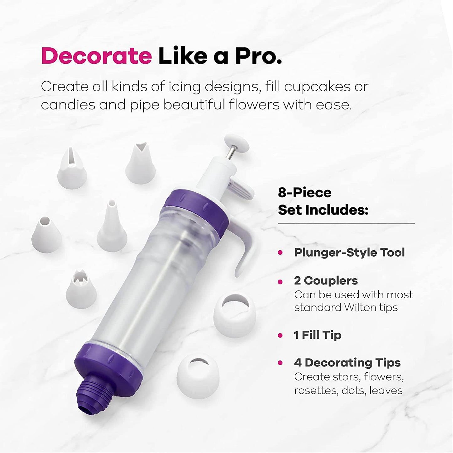 Dessert Decorator Plus Tool with 5 Decorating Tips