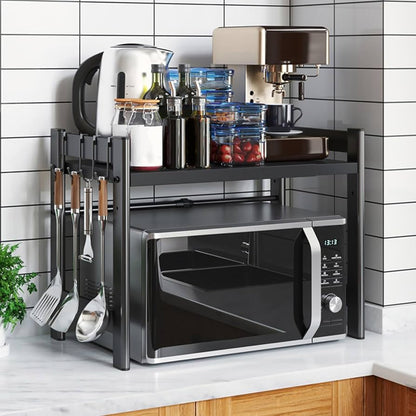 Black Microwave Oven Shelf Rack with Storage
