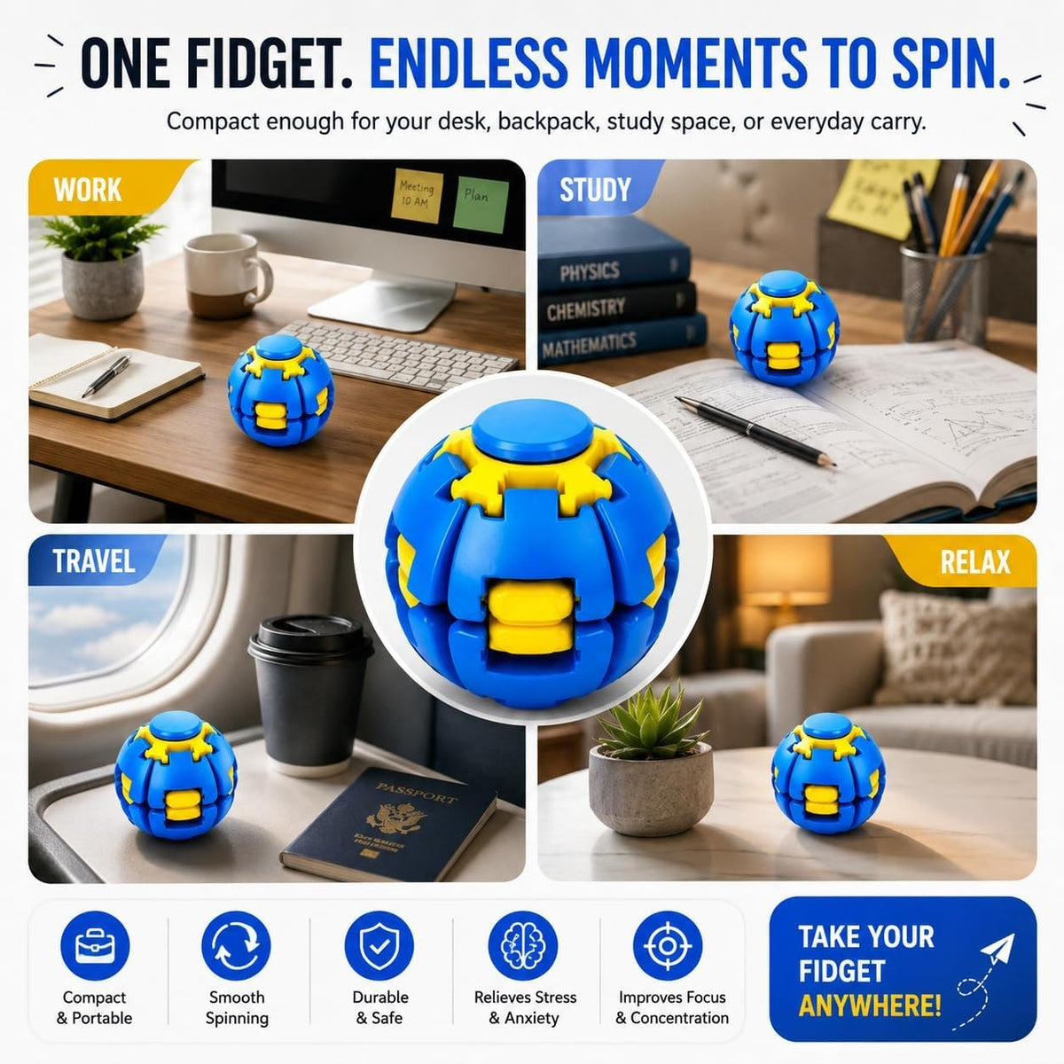 Press-Launch Spinning Top Ball Toy Set