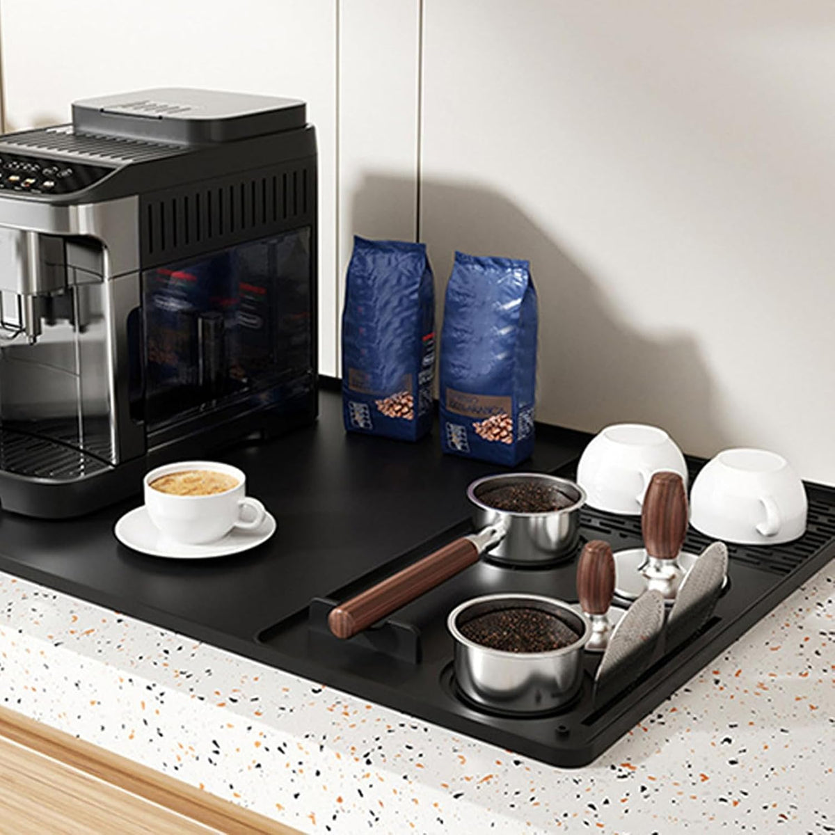 Silicone Coffee Machine Mat Set (2 pcs)(Black)