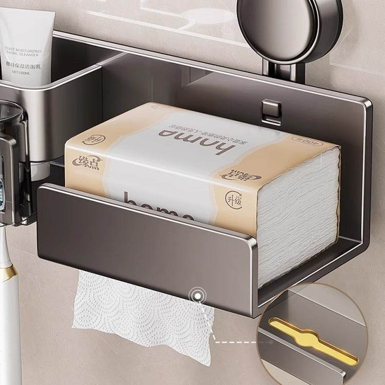 Tissue Box Wall-Mounted Bathroom Organiser (3 Compartment)