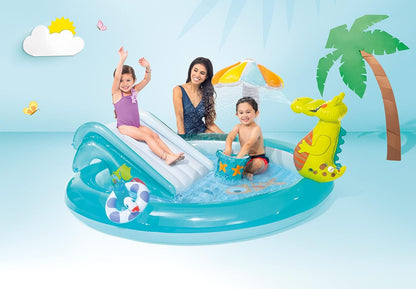 Inflatable Gator Slide Fountain Swimming Pool