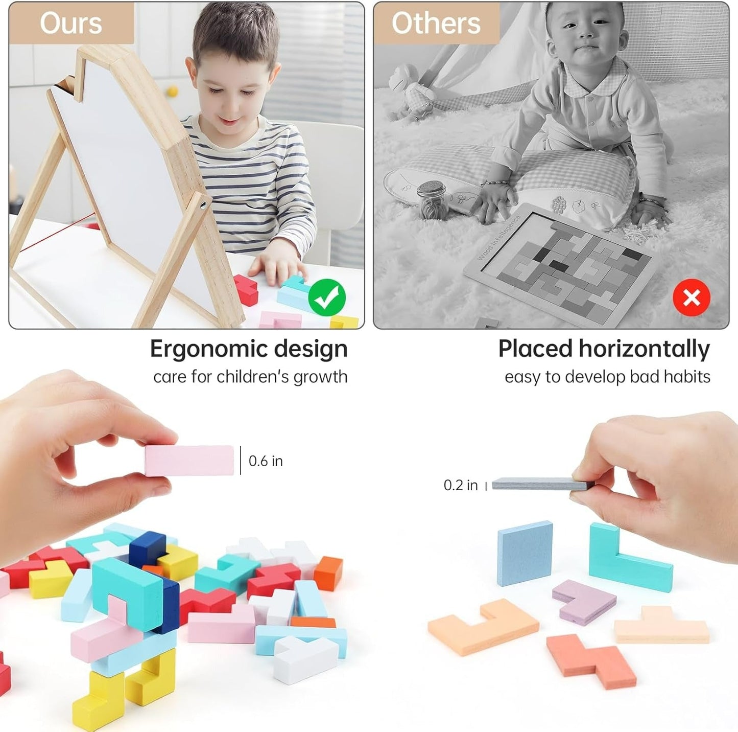 Multifunctional 3D Tetris Wooden Board