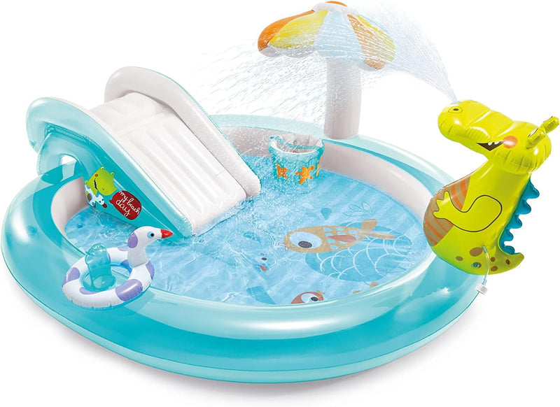 Inflatable Gator Slide Fountain Swimming Pool