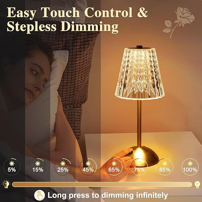 Cordless Crystal Table Lamp