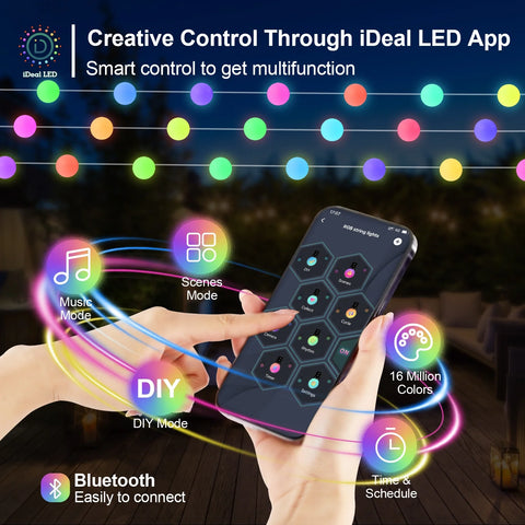 Smart RGB String Lights (App And Remote Control) - Alt View