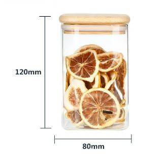 Round Glass Cylinder With Bamboo Lid (12x8cm)(Each)