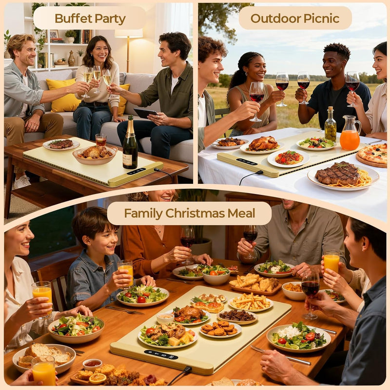 Foldable Silicone Food Warming Tray with Digital Control