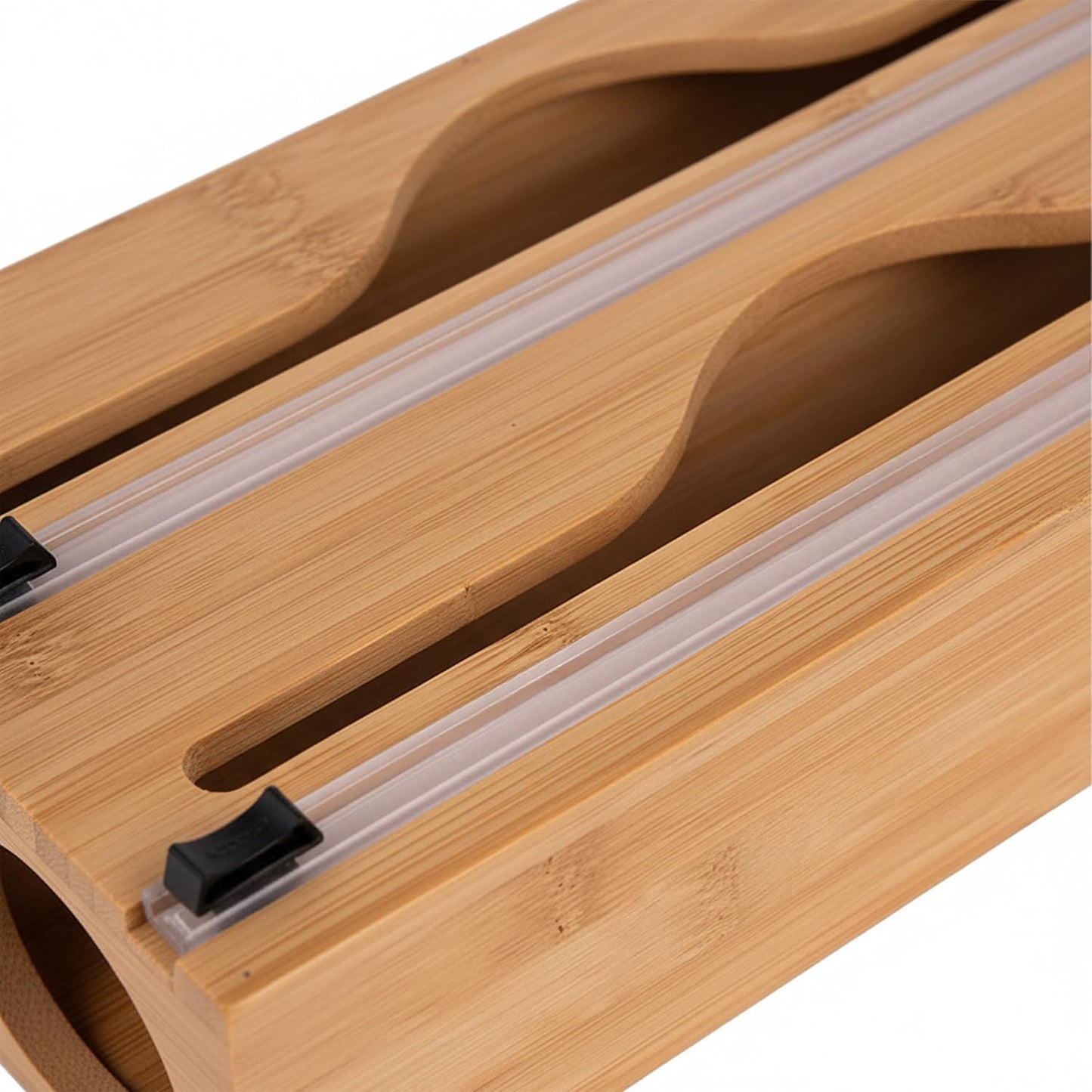 Natural Bamboo Wrap Cutter Dispenser (2 Compartment)