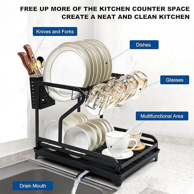Dish Drying Rack for Kitchen Counter (2 tier)