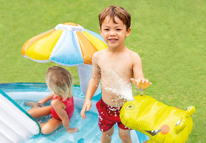 Inflatable Gator Slide Fountain Swimming Pool