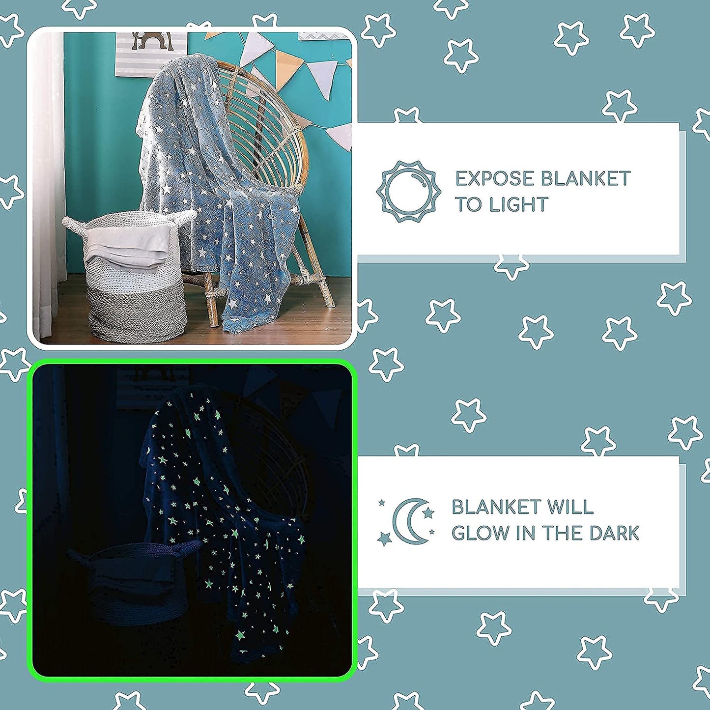 Super Soft Magic Glow In The Dark Blanket (Blue)