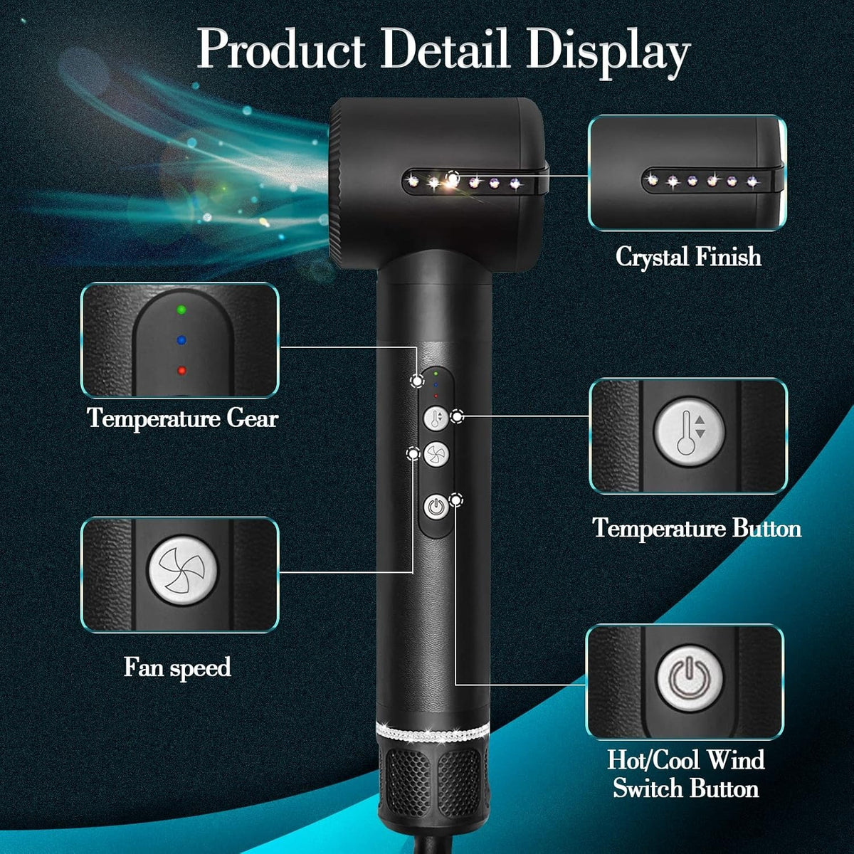 High-Speed Hot Air Styling Brush with Interchangeable Attachments