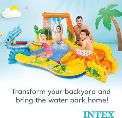 Inflatable Dinosaur Slide Fountain Swimming Pool
