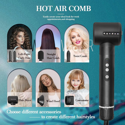 High-Speed Hot Air Styling Brush with Interchangeable Attachments