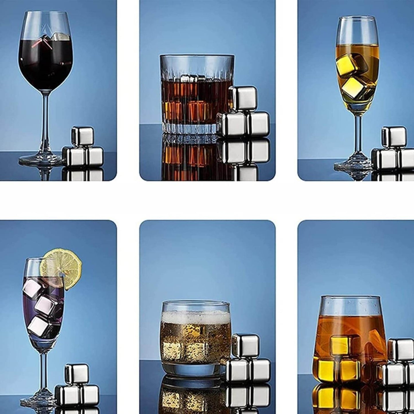 Reusable Stainless Steel Ice Cubes (8 pcs)