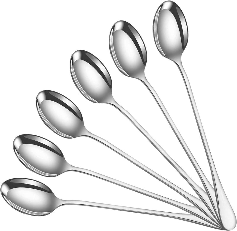 Stainless Steel Long Handle Ice Cream Spoon Set (6 pcs)