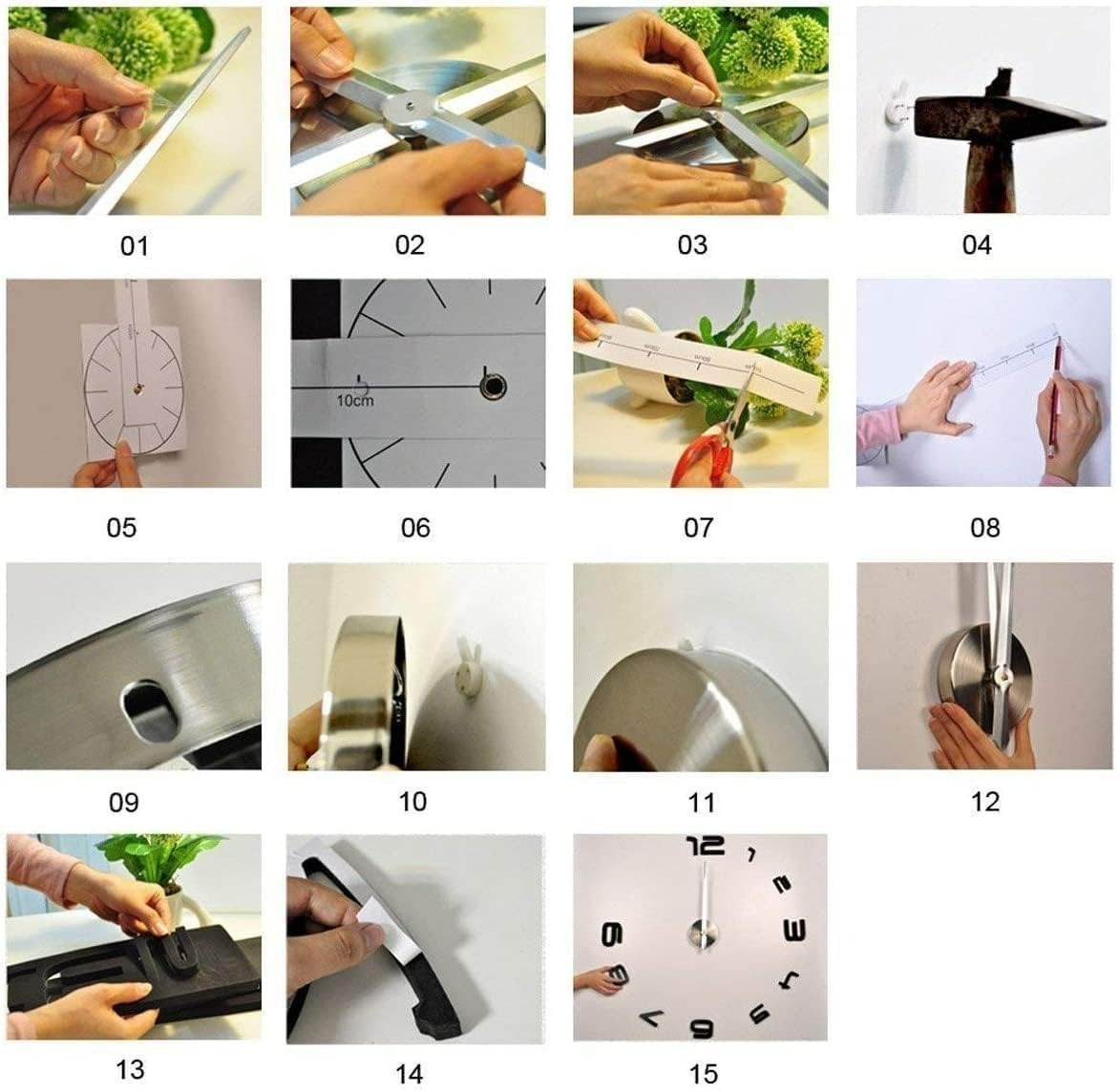 DIY Modern Bird 3D Wall Clock (Silver)(60-70cm)