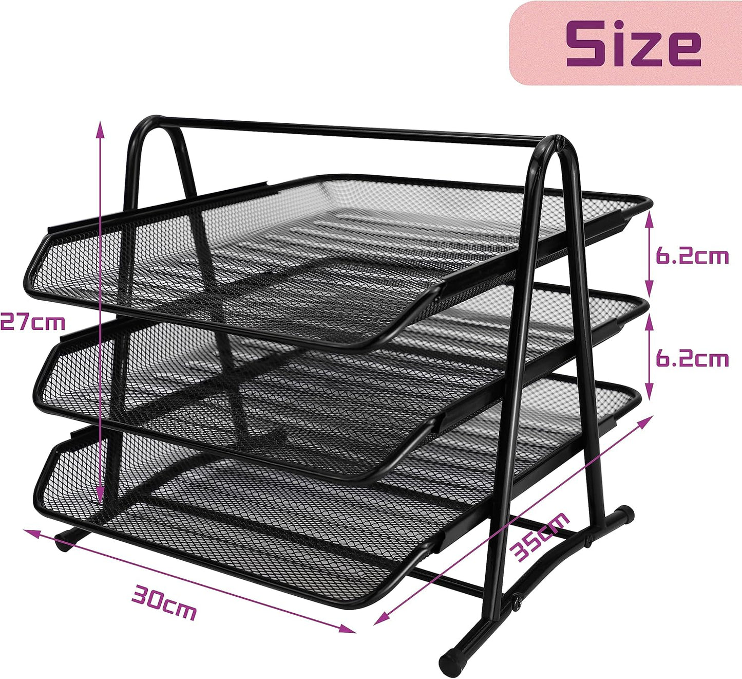 Metal Mesh Paper Tray Desk Organiser (3 Tier)