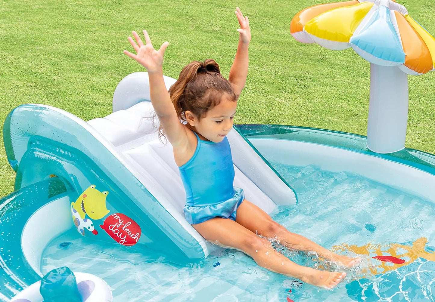 Inflatable Gator Slide Fountain Swimming Pool