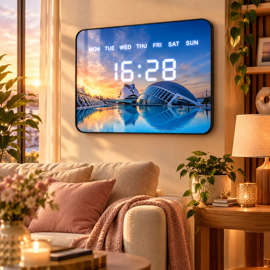 LED Acrylic Digital Wall Clock (City of Arts and Sciences)(20x27cm)