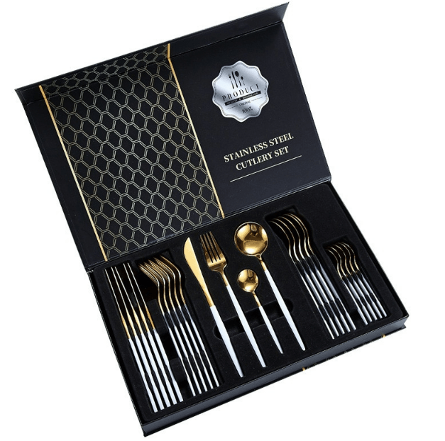 Hight Quality Polished Cutlery Set (24 pcs)(Black)
