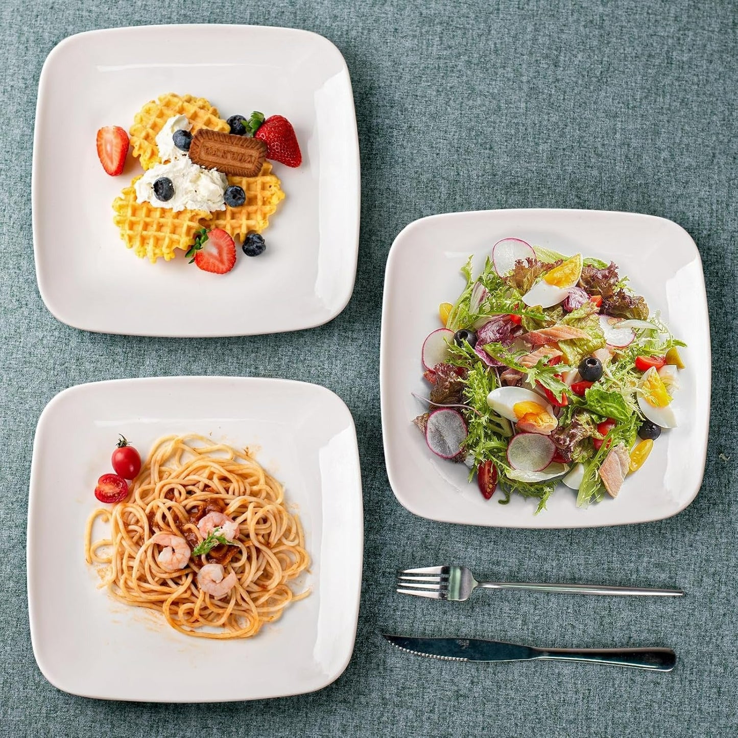 Rounded Square Melamine Plates (Medium)(19cm)(6 pcs)