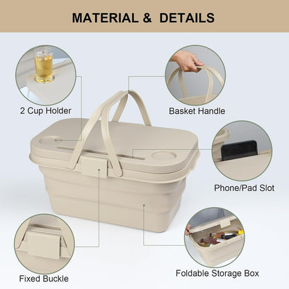 3in1 Collapsible Picnic Basket, Basin And Table