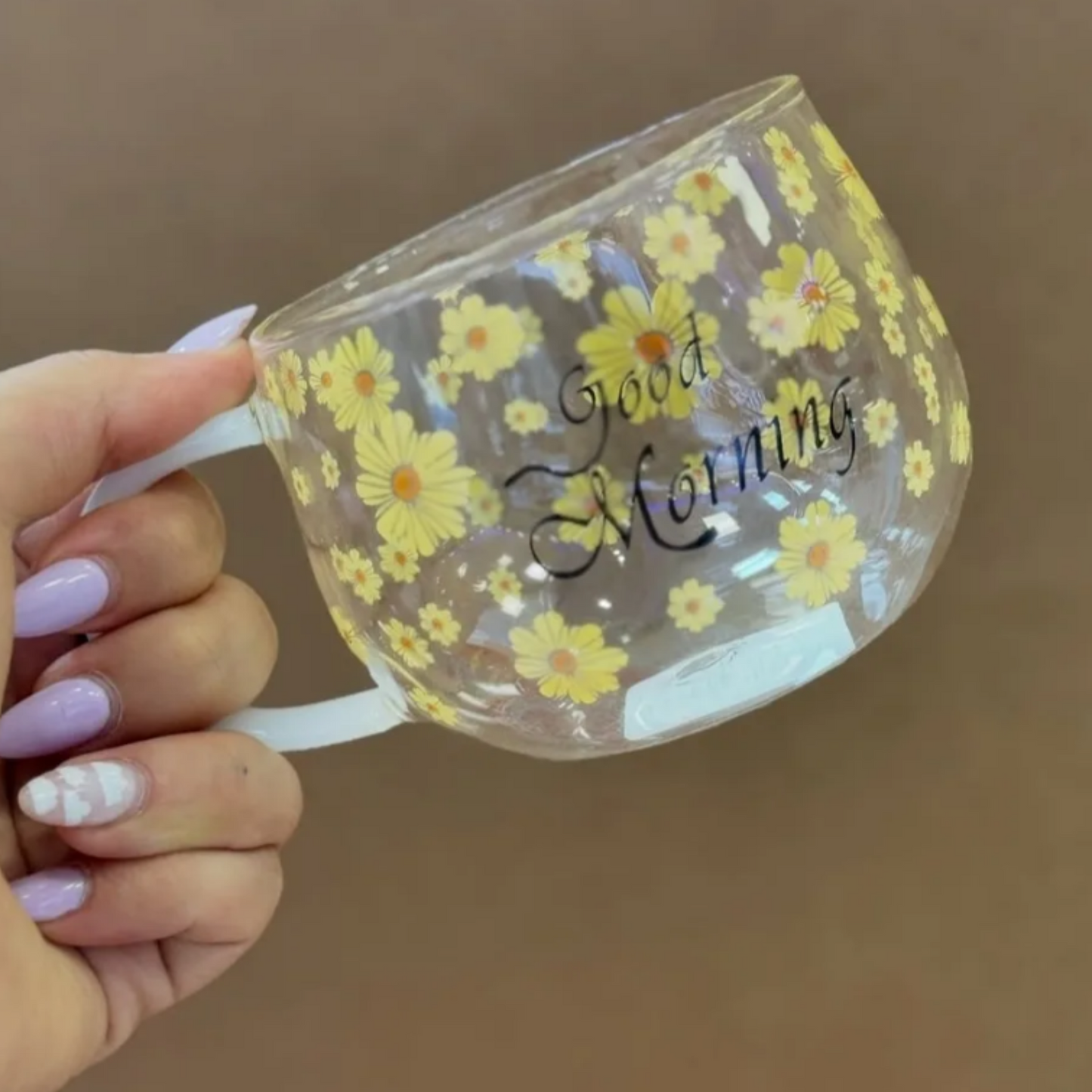 Single Wall Glass Mug (Yellow)(380ml)