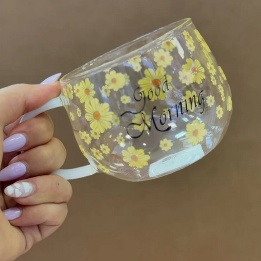 Single Wall Glass Mug (Yellow)(380ml)
