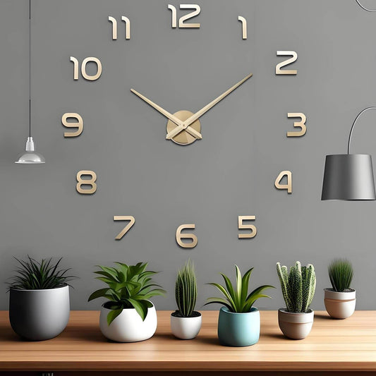 DIY Modern 3D Wall Clock (Gold)(60-70cm)