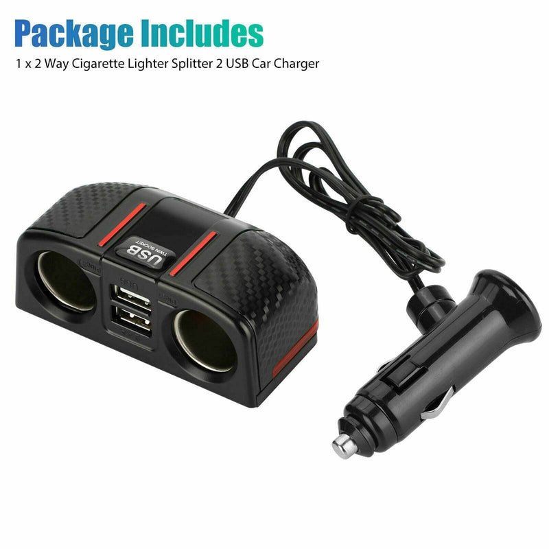 Dual USB Charger Splitter 12V Outlet Power Adapter