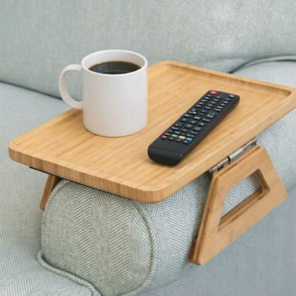 Natural Bamboo Foldable Rectangular Serving Tray Table (24x33cm)