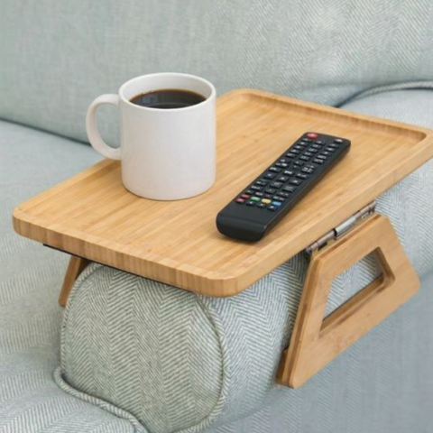 Natural Bamboo Foldable Rectangular Serving Tray Table (24x33cm) - Alt View