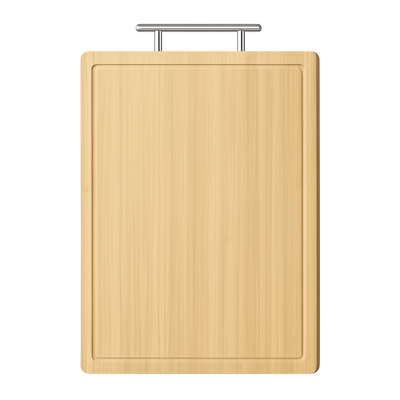 Bamboo Cutting Board With Stainless Steel Handle