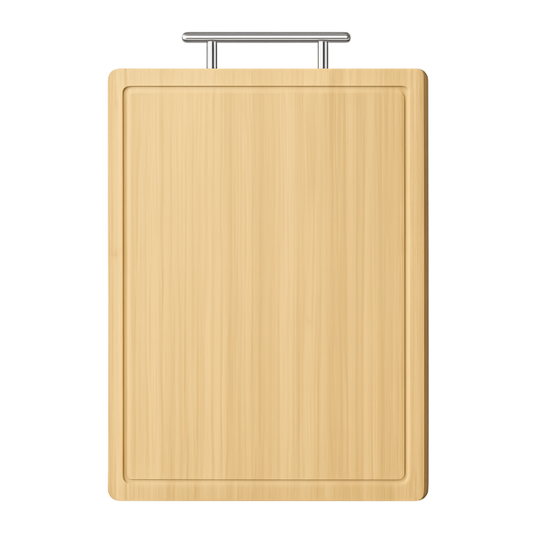 Bamboo Cutting Board With Stainless Steel Handle