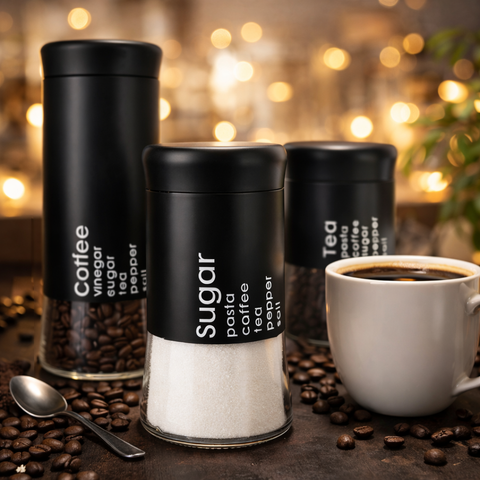 Modern Glass Coffee Sugar And Tea Container Set - Alt View