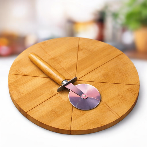 Bamboo Pizza Board & Cutter Set - Alt View