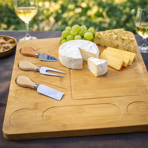 Bamboo Cutting Board With Cheese Knife Set - Alt View