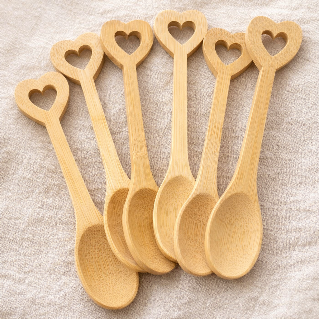 Wooden Hearted Spoon Set (6 pcs)