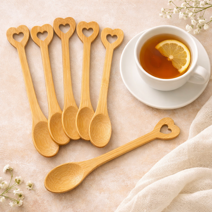 Wooden Hearted Spoon Set (6 pcs)