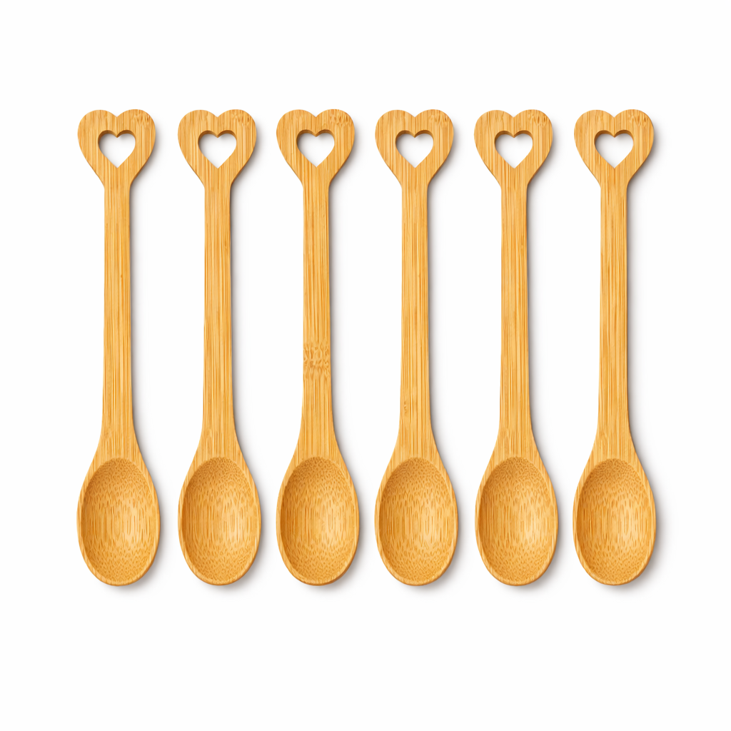 Wooden Hearted Spoon Set (6 pcs)
