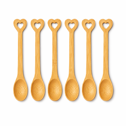 Wooden Hearted Spoon Set (6 pcs)