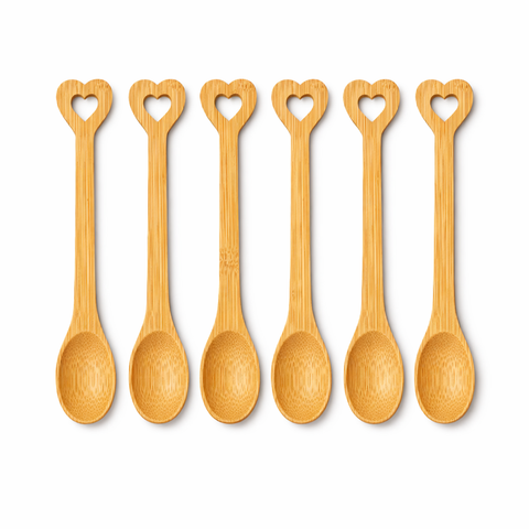 Wooden Hearted Spoon Set (6 pcs) - Alt View
