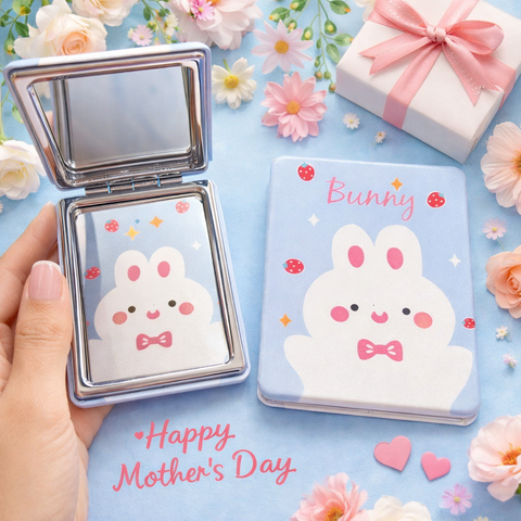 Bunny Pocket Mirror (Blue Strawberry Bunny)(Each) - Alt View