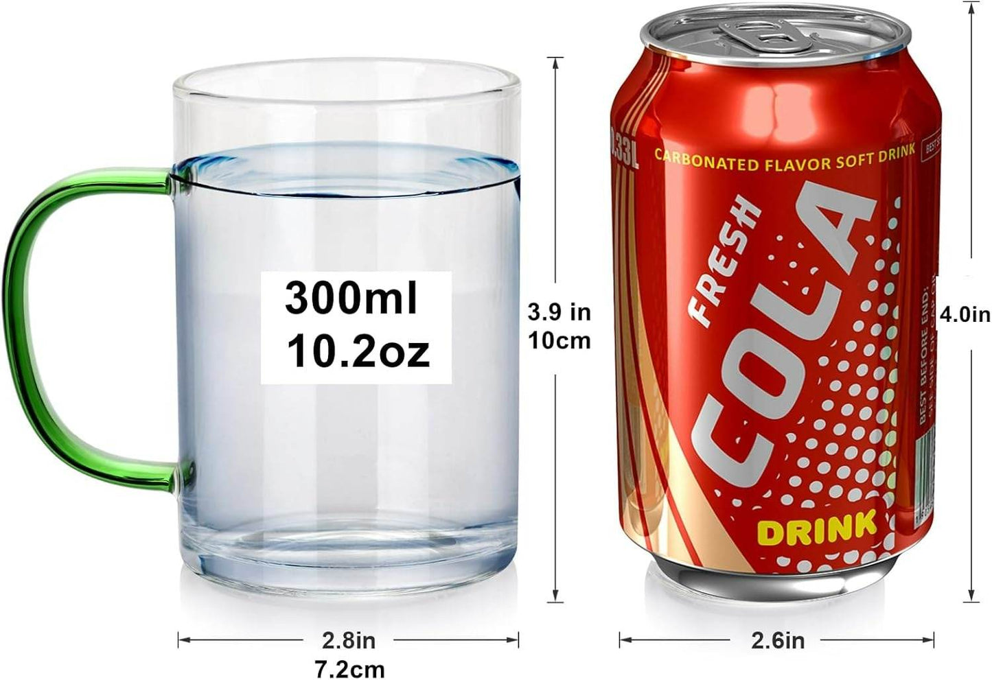 Clear Cup Set With Coloured Handles (400ml)(6 pcs)